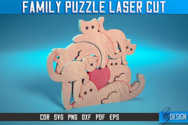 Family Puzzle Laser Cut SVG |Love Puzzle Laser Cut SVG Design | CNC Files SVG Fly Design 