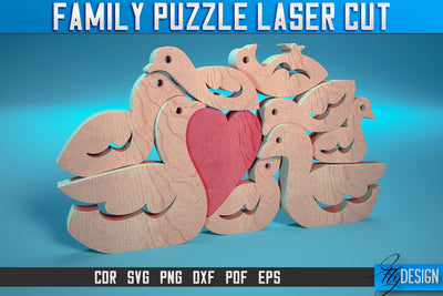 Family Puzzle Laser Cut SVG |Love Puzzle Laser Cut SVG Design | CNC Files SVG Fly Design 