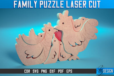 Family Puzzle Laser Cut SVG |Love Puzzle Laser Cut SVG Design | CNC Files SVG Fly Design 