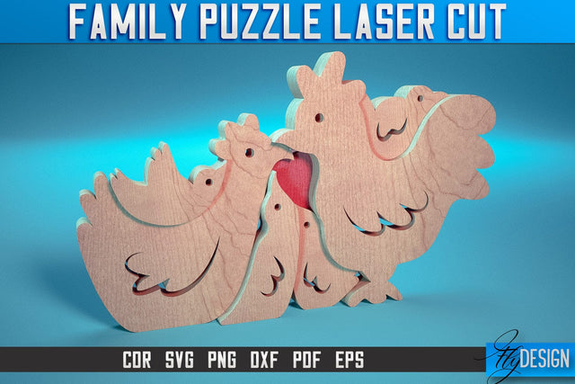Family Puzzle Laser Cut SVG |Love Puzzle Laser Cut SVG Design | CNC Files SVG Fly Design 