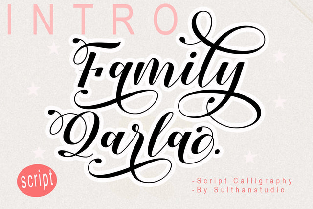 Family qarla Script Font Sulthan studio 