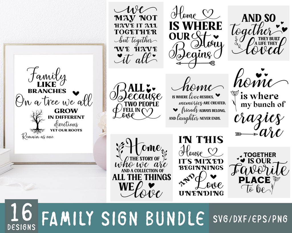 Family quotes sign svg bundle, Family sign svg design - So Fontsy