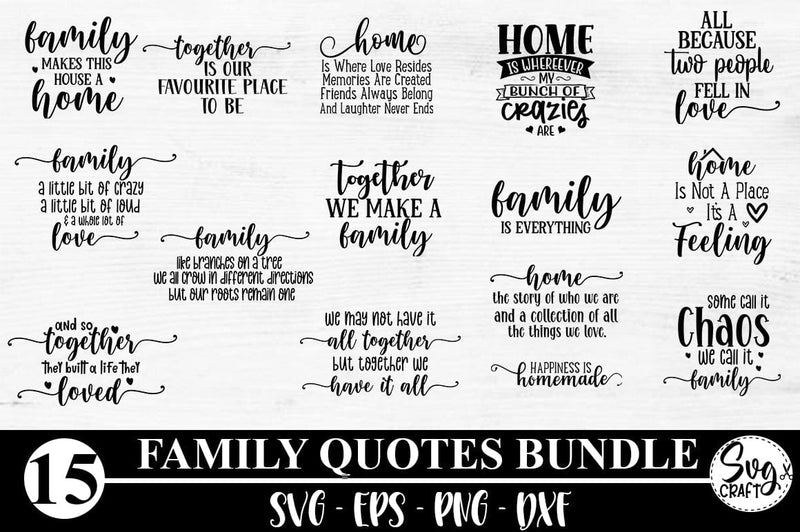 Family Quotes SVG Bundle, Family sign, Home decor svg, Cut File Cricut, Silhouette, Family SVG, Bundle, Rustic Farmhouse Sign, Farmhouse svg SVG Svgcraft 