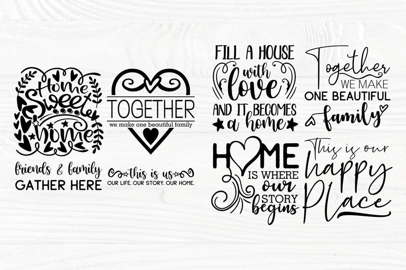 Family Quotes SVG Bundle, Farmhouse Sign, Home Png - So Fontsy