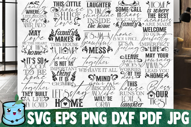 Family Quotes SVG Bundle | Home Decor SVG Cut Files SVG MintyMarshmallows 