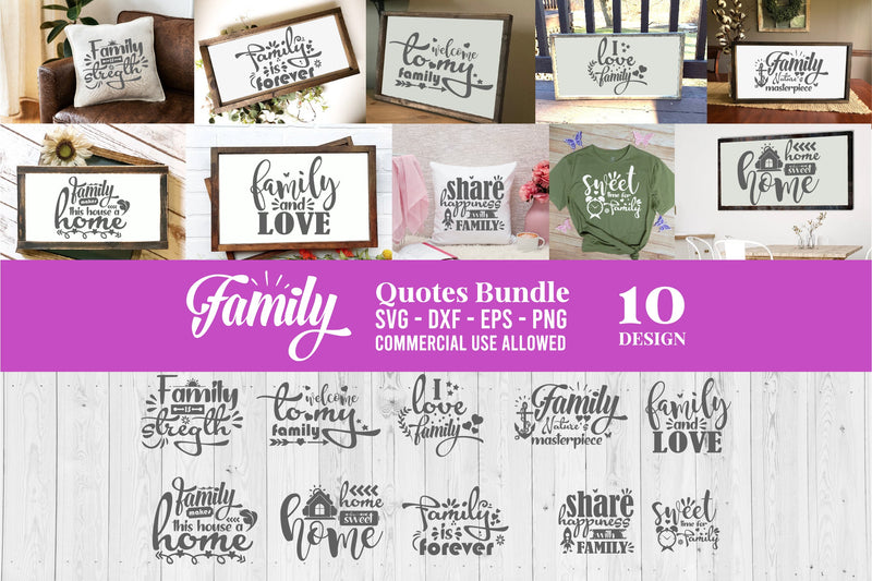 Family Quotes SVG Bundle, Home Sign SVG - 10 Design SVG balya ibnu bi malkan 