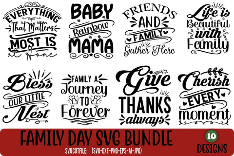 Family Quotes SVG Bundle, Home Sign SVG - 10 Design SVG Blessedprint 