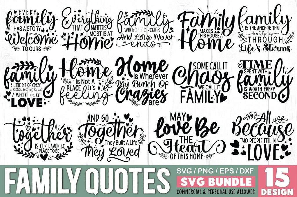 Family Quotes SVG Bundle - So Fontsy