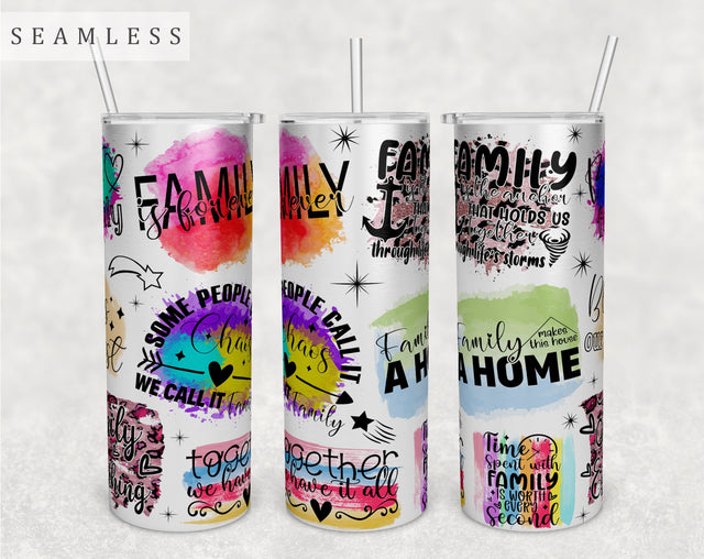 Family Quotes Tumbler Wrap, 20 Oz Skinny Tumbler Family Sayings Sublimation Design, Seamless Family Tumbler PNG Sublimation HappyDesignStudio 