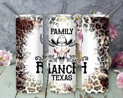 Family Ranch Texas Tumbler Png, Cow Skull 20oz Skinny Tumbler, Leopard Cowhide Tumbler Wrap, Western Sublimation Design, Digital Download Sublimation DesignSVG 