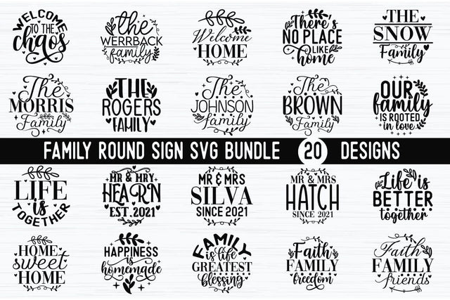 Family Round Sign SVG Bundle SVG akazaddesign 