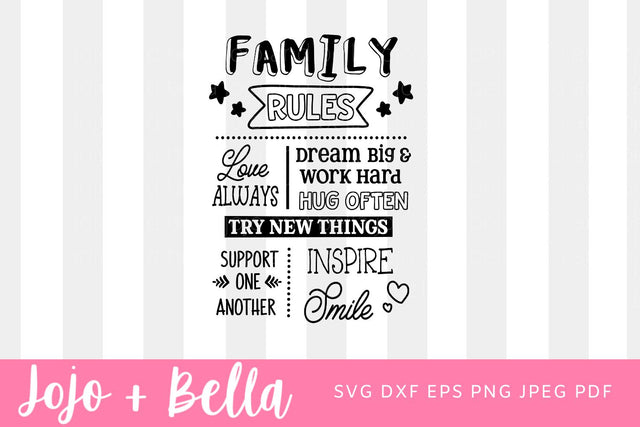Family Rules SVG, Family Svg, Family Sign Svg, Family Quote Svg, Family Png, Svg files for Cricut, Silhouette, Sublimation Designs Downloads. SVG Jojo&Bella 