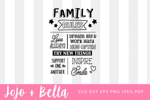 Family Rules SVG, Family Svg, Family Sign Svg, Family Quote Svg, Family Png, Svg files for Cricut, Silhouette, Sublimation Designs Downloads. SVG Jojo&Bella 