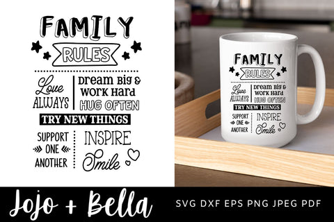 Family Rules SVG, Family Svg, Family Sign Svg, Family Quote Svg, Family Png, Svg files for Cricut, Silhouette, Sublimation Designs Downloads. SVG Jojo&Bella 