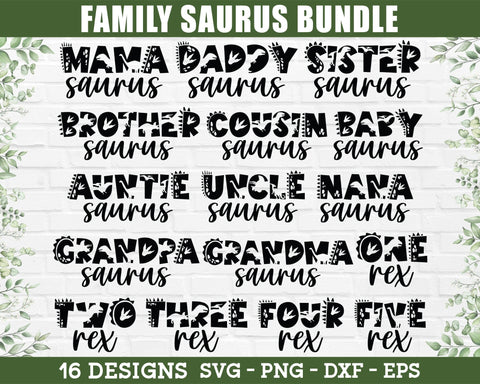 Family Saurus SVG Bundle - Mama Sarus VG, Daddy Saurus SVG, Dinosaur Birthday SVG, Matching Family SVG, Three Rex SVG, Dinosaur Family SVG SVG GraphicsTreasures 