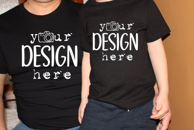 Family Shirts Mockup, Matching Dad & Son Mockups, Black Clothes Mockup,Brothers,Matching Family Mockups,Model Black tshirt Mockup,Kid Mockup Mock Up Photo ArtStudio 
