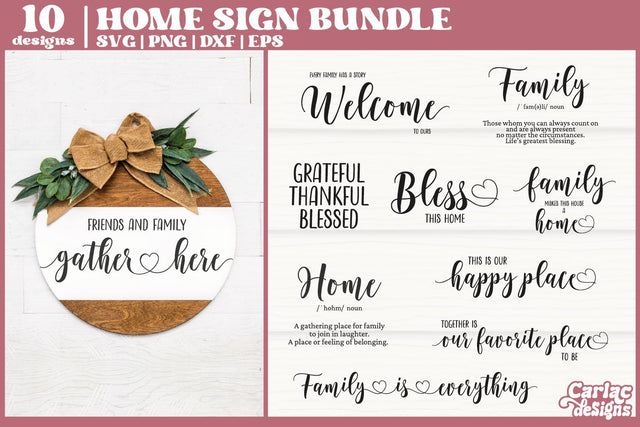 Family Sign SVG Bundle | Home Sign SVG Bundle SVG Carla C Designs 