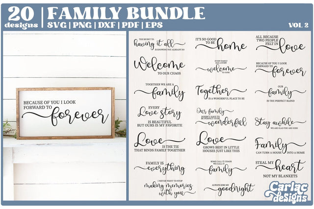 Family Sign SVG Bundle | Home Sign SVG Bundle | Vol2 SVG Carla C Designs 