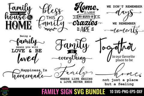 Family Sign SVG Bundle I Farmhouse Sign SVG Bundle I Home SVG SVG Happy Printables Club 