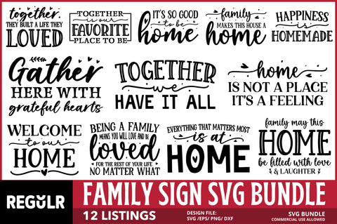 Family Sign Svg Bundle SVG Regulrcrative 