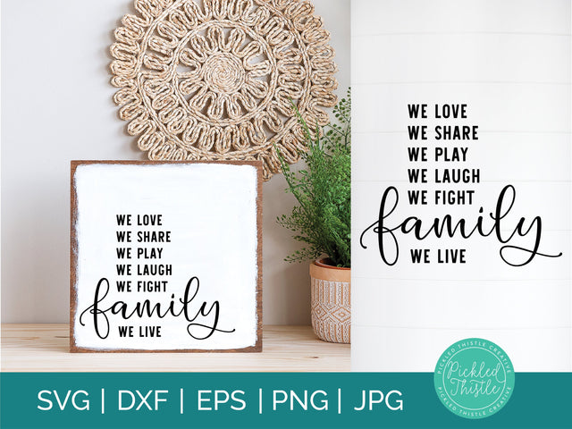 Family Sign SVG - Farmhouse Decor SVG SVG Pickled Thistle Creative 