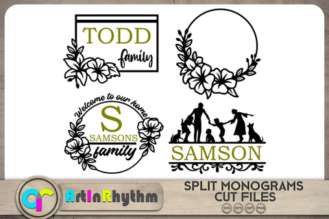 Family split monogram SVG Bundle SVG Artinrhythm shop 