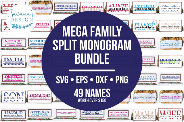 Family Split Monogram SVG Bundle SVG SavanasDesign 