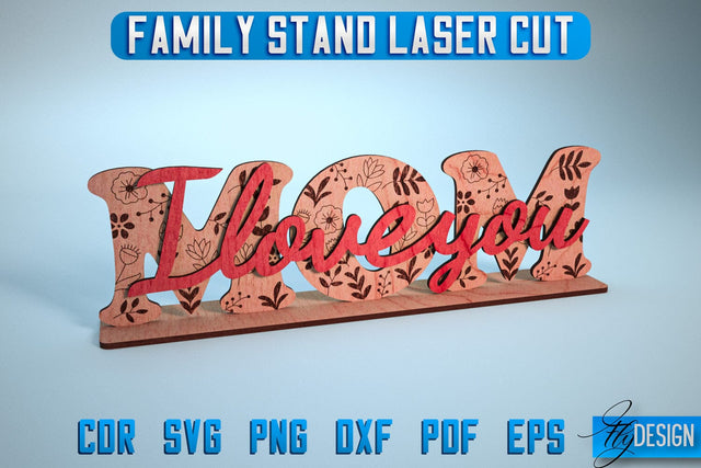 Family Stand Laser Cut SVG | Family Stand SVG Design | CNC Files SVG Fly Design 