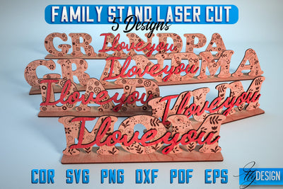 Family Stand Laser Cut SVG | Family Stand SVG Design | CNC Files SVG Fly Design 