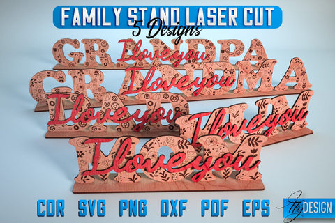 Family Stand Laser Cut SVG | Family Stand SVG Design | CNC Files SVG Fly Design 