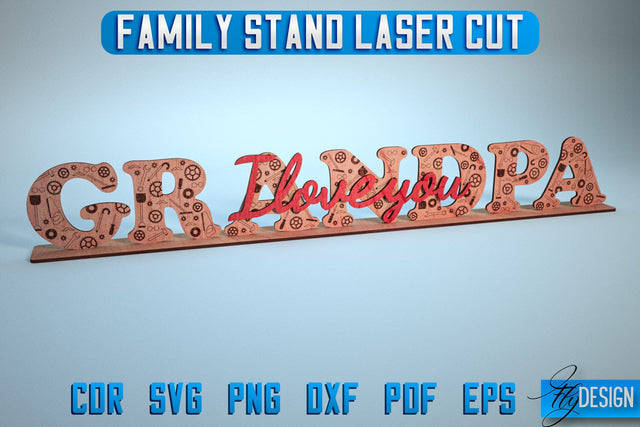 Family Stand Laser Cut SVG | Family Stand SVG Design | CNC Files SVG Fly Design 