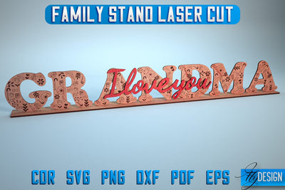 Family Stand Laser Cut SVG | Family Stand SVG Design | CNC Files SVG Fly Design 