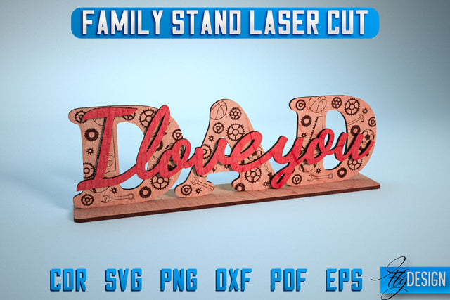 Family Stand Laser Cut SVG | Family Stand SVG Design | CNC Files SVG Fly Design 