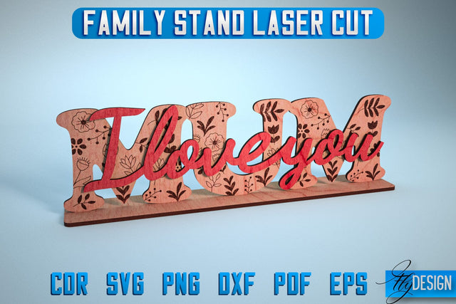 Family Stand Laser Cut SVG | Family Stand SVG Design | CNC Files SVG Fly Design 