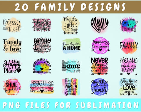 Family Sublimation Designs Bundle, 20 Designs, Family PNG Files For Sublimation, Family Sublimation Files, Home PNG Sublimation HappyDesignStudio 