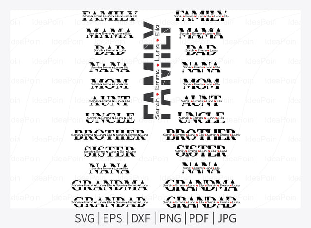 Family svg Bundle, Family svg, Family split name frame, Custom family svg, family clipart, family cut file, family outline, family SVG Dinvect 