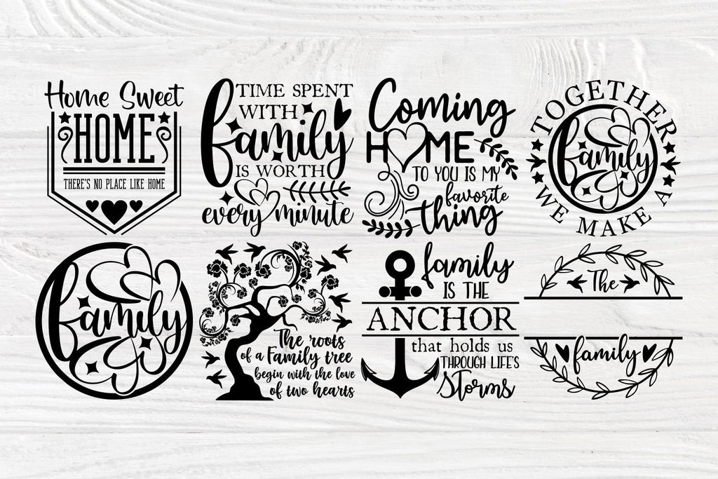 Family SVG Bundle, Home Svg, Family Quotes, Cricut Svg Files - So Fontsy