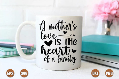 Family SVG Design, A mothers love is the heart of a family SVG FiveStarCrafting 