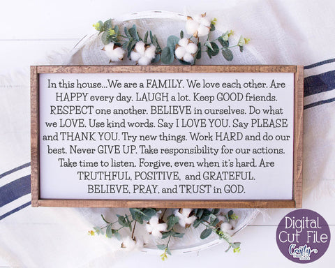 Family Svg, Family Rules SVG Farmhouse Sign Sublimation, PNG SVG Crafty Mama Studios 