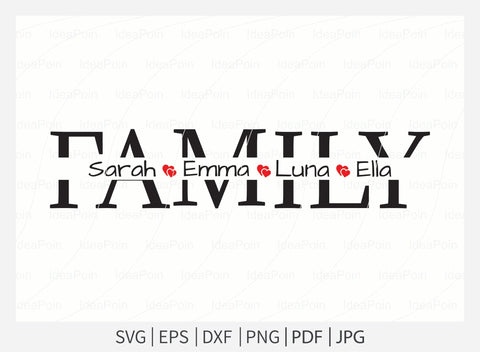 Family svg, Family split name frame, Custom family svg, family clipart, family cut file, family outline, family SVG Dinvect 