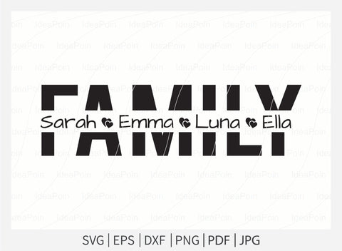 Family svg, Family split name frame, Custom family svg, family clipart, family cut file, family outline, family SVG Dinvect 