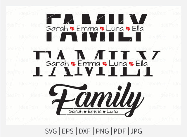 Family svg, Family split name frame, Custom family svg, family clipart, family cut file, family outline, family SVG Dinvect 