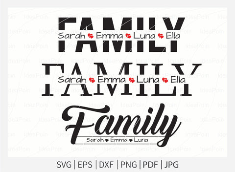 Family svg, Family split name frame, Custom family svg, family clipart, family cut file, family outline, family SVG Dinvect 