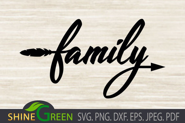 Family SVG for Christmas with Arrow, DXF EPS PNG SVG Shine Green Art 
