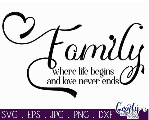Family Svg - Home Svg - Family Where Life Begins And Love Never Ends ...