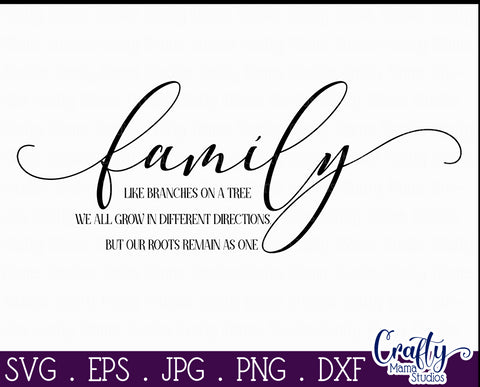 Family Svg, Like Branches On A Tree, Family Quote SVG Crafty Mama Studios 