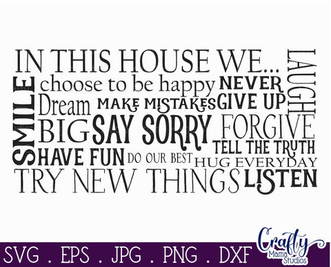 Family Svg - Love Svg - Inspirational Svg - Home Svg - Family Rules SVG SVG Crafty Mama Studios 