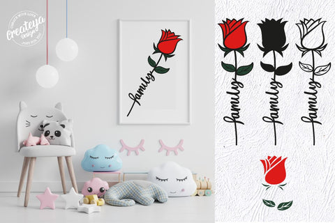 Family SVG, Rose SVG, Flower SVG, Flower laser SVG Createya Design 
