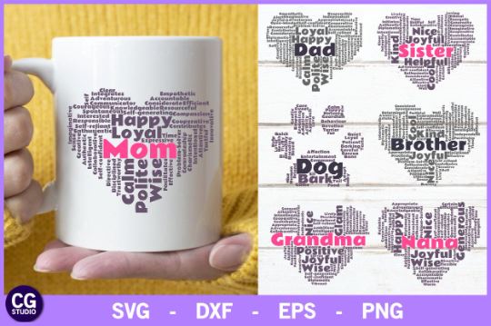 Family SVG word cloud, subway art svg, dog svg, paw svg, nana svg, grandma svg, dad svg, sister svg, brother svg, family reunion svg, cricut SVG James 