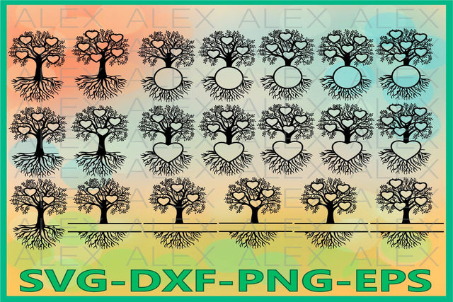 Family Tree Heart Svg, Split Frame Family Tree SVG AlexSVGStudio 